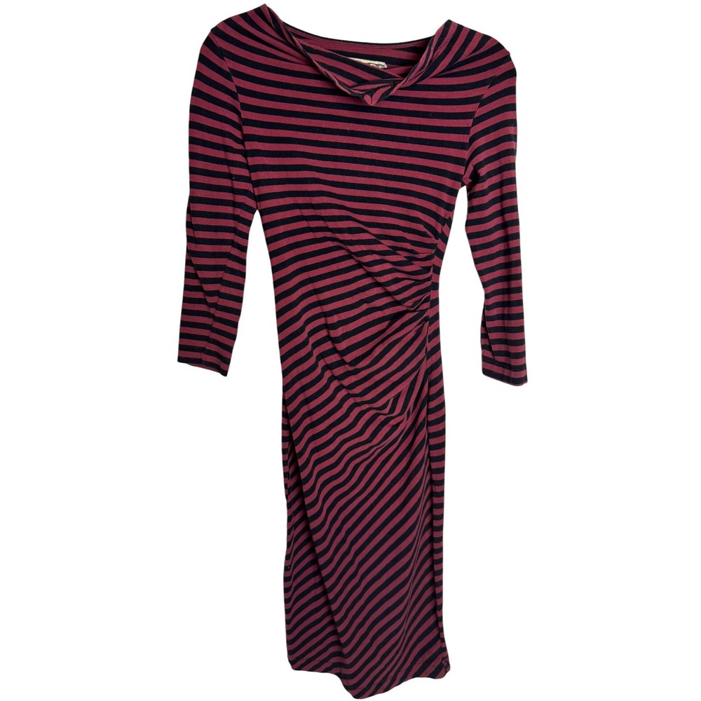 Effie's Heart Red Striped Midi Dress Small Cowl Neck Retro Whimsigoth Artsy Dark
